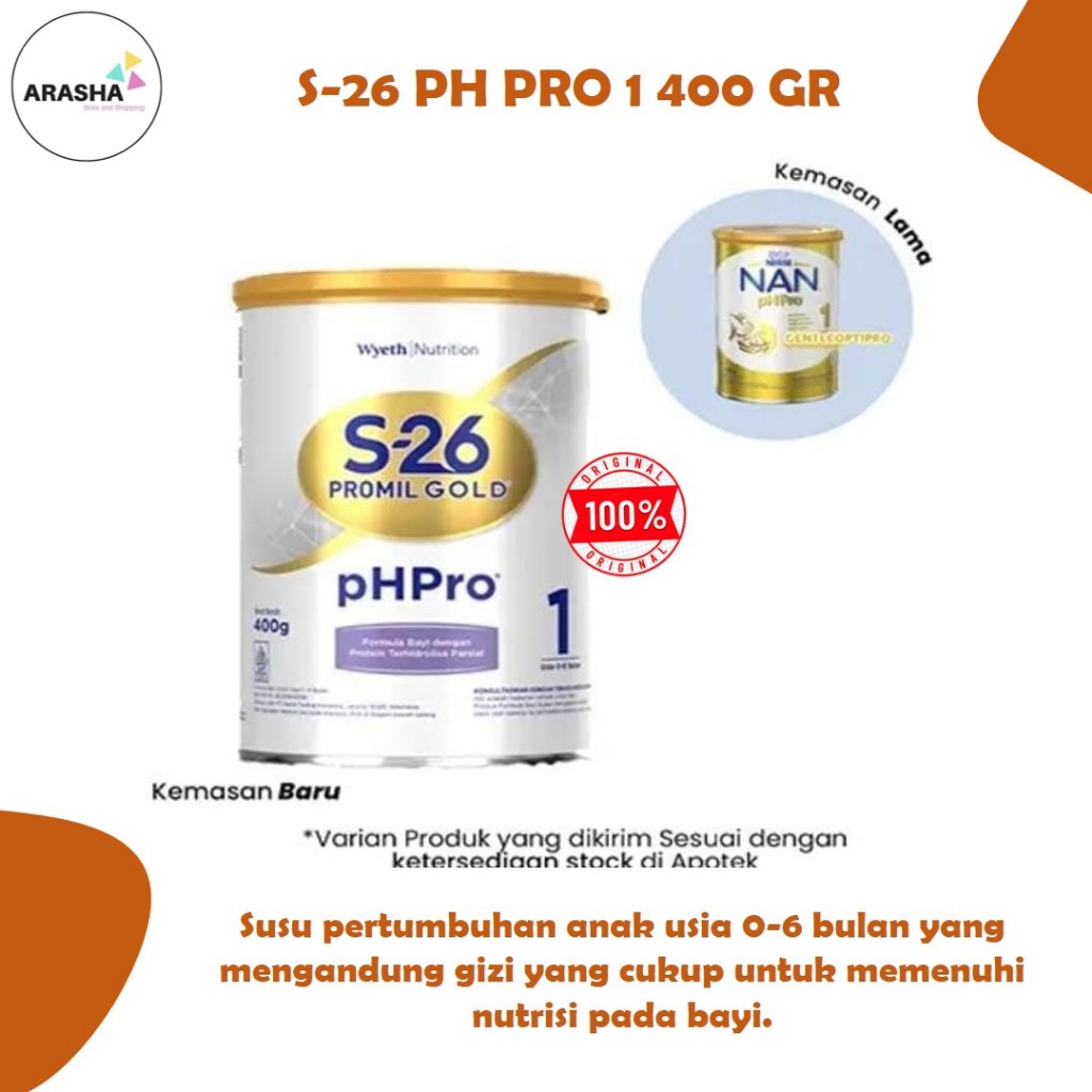S-26 pH Pro 1 Susu Formula Pertumbuhan Bayi Usia 0-6 Bulan 400 GR