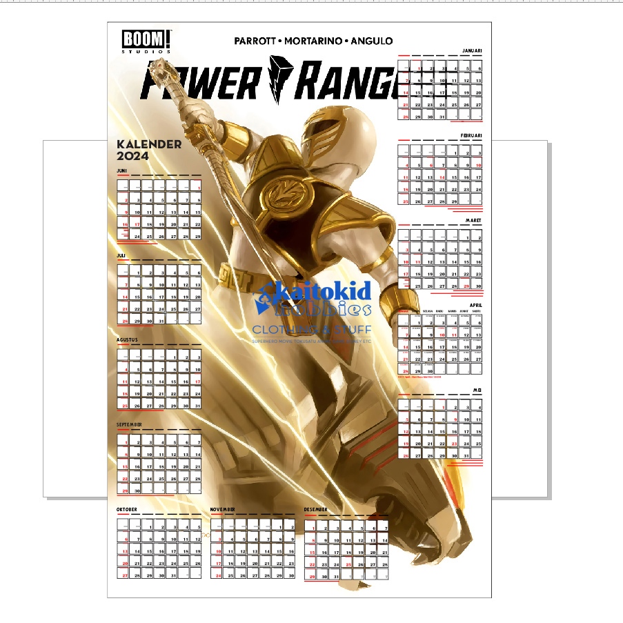 

Kalender Dinding 2025 WHITE RANGER MMPR TOMMY Power Rangers Sentai Bisa custom