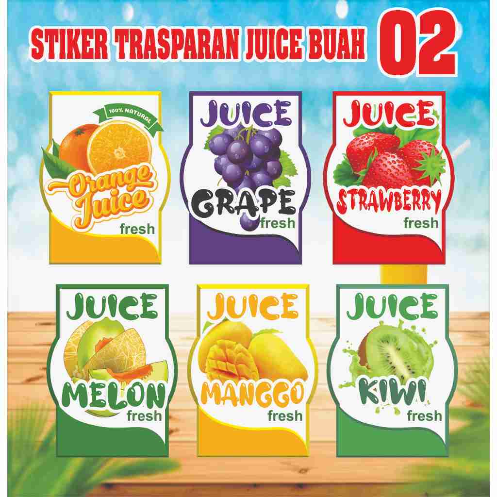 

100 PCS STIKER TRASPARAN JUS BUAH KOTAK