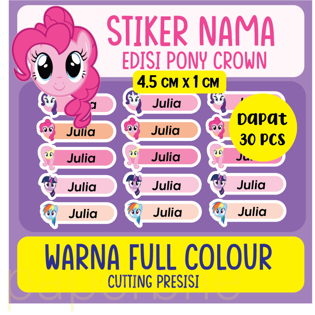 

Stiker label nama PONY CROWN [ 4.5cm x 1cm ] anak Sticker buku anak sticker pensil kartun