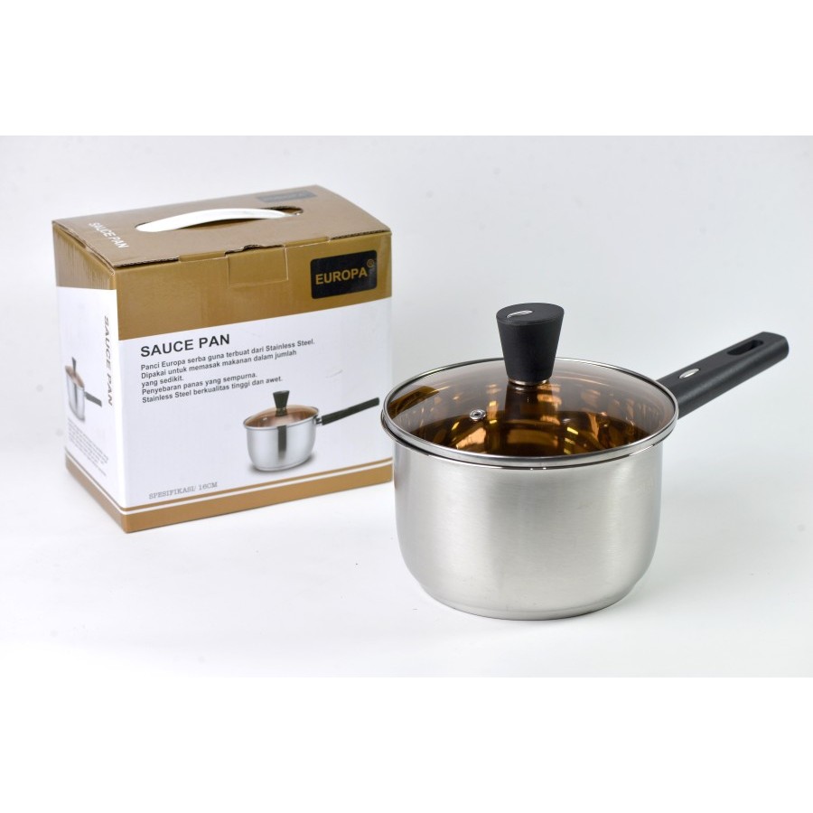 Milk Pot Europa 16cm Sauce Pan Panci Susu Stainless Tebal Berkualitas