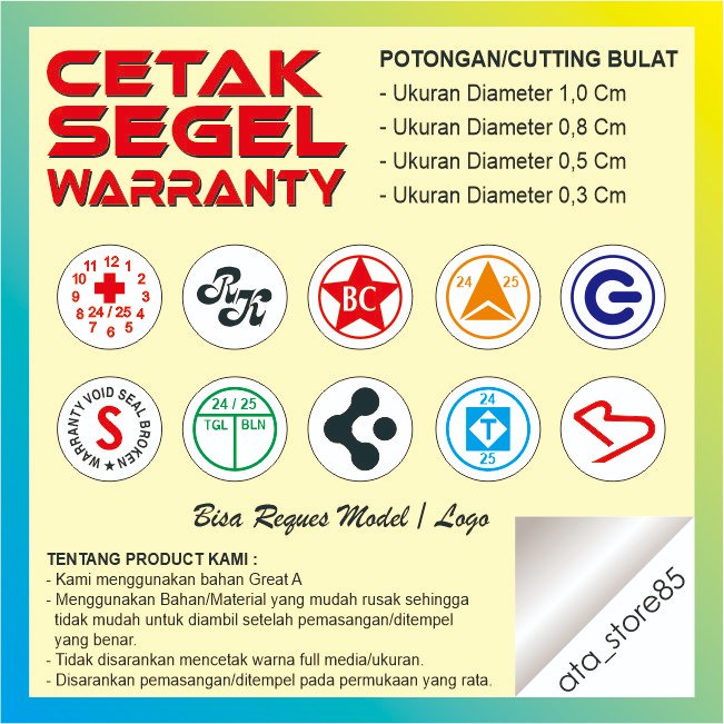

Stiker Sticker Warranty Garansi Potongan Bulat Berbagai Ukuran Khusus Untuk Service