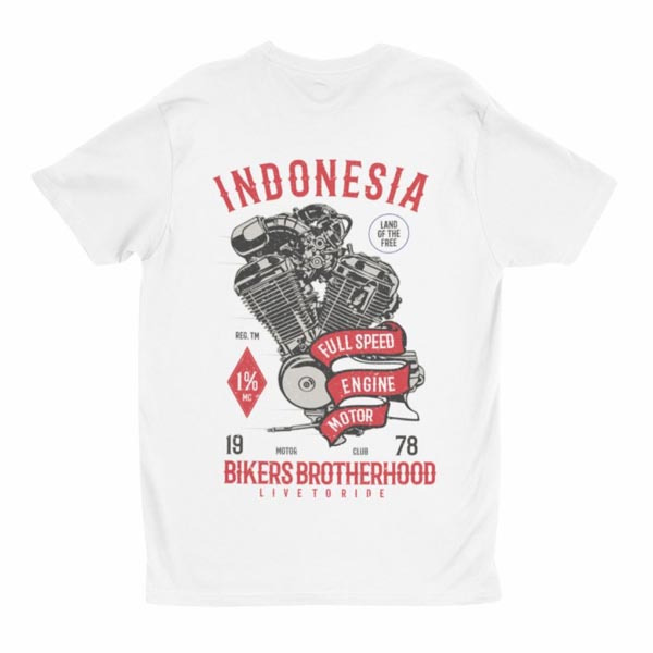 Kaos Biker Brotherhood Tshirt Unisex Casual Bahan 100% Cotton White T-SHIRT