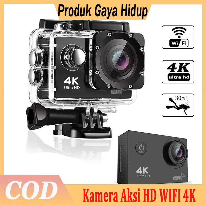 【COD,dalam Stok】Sports Camera 4K Ultra Full HD DV WiFi Kamera sport action 4K HD / WIFI kamera olahr