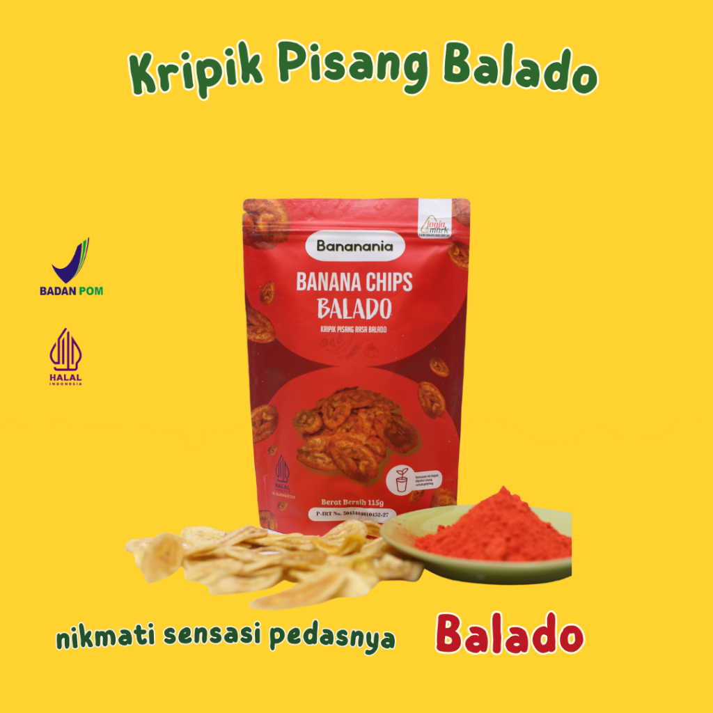 

[Bananania] Banana Chips Balado 115gr - Keripik Kripik Pisang Camilan Jajanan Murah Enak Crispy