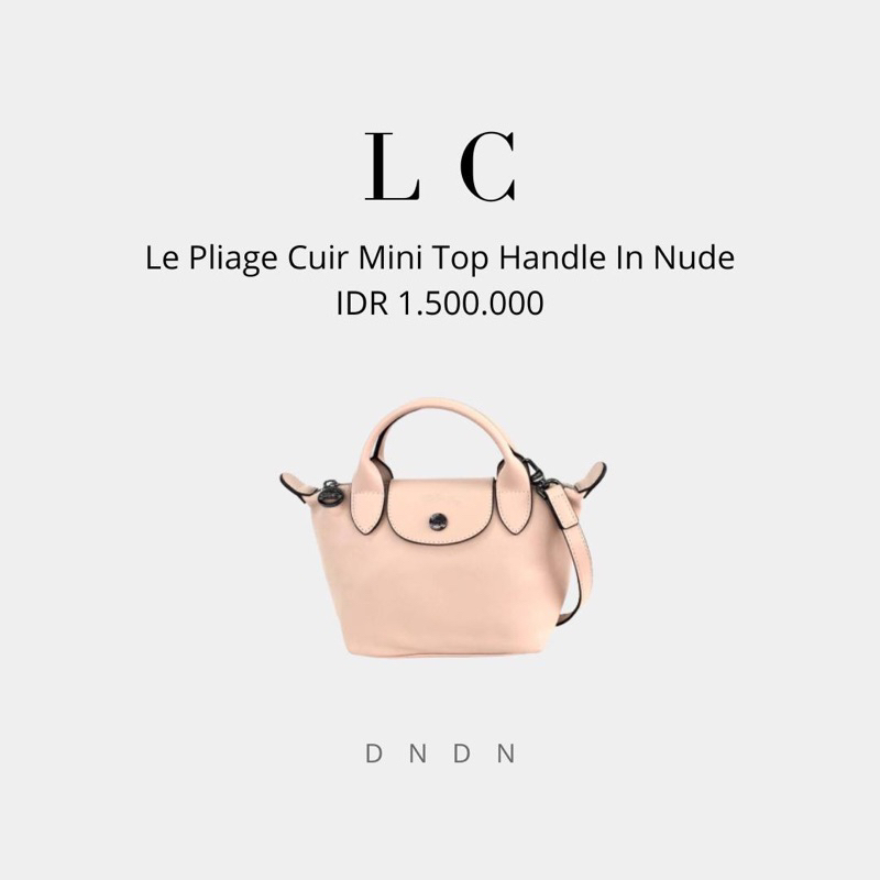 Le Pliage Cuir Mini Top Handle In Nude
