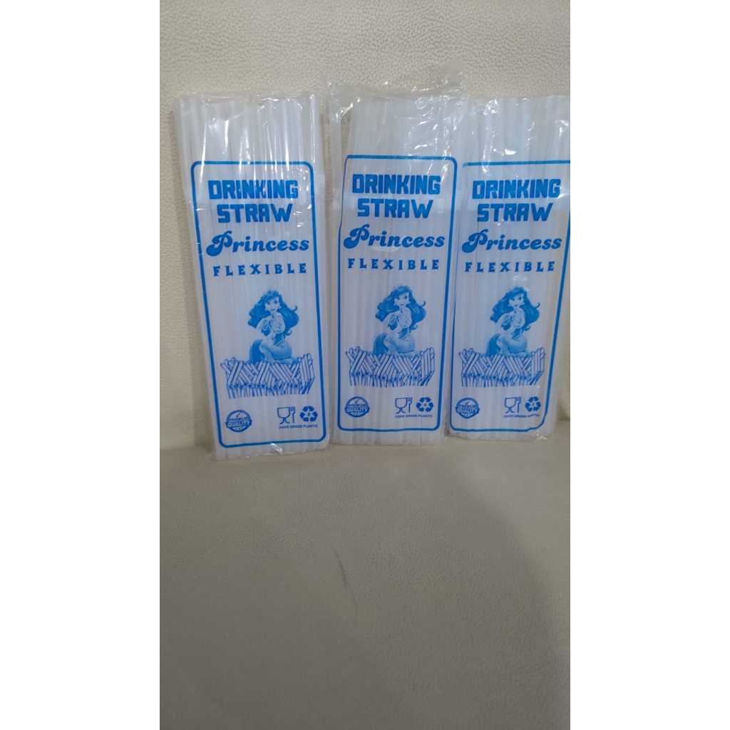COD- DPB- Sedotan Plastik Bengkok Bening/ Pipet Fleksible Jus Minuman Tekuk Non Steril Merk Princess