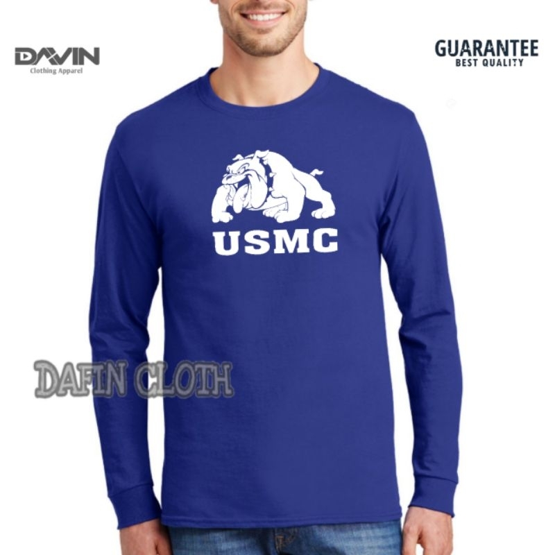 Kaos Pria Baju Tshirt Lengan Panjang USMC Bull