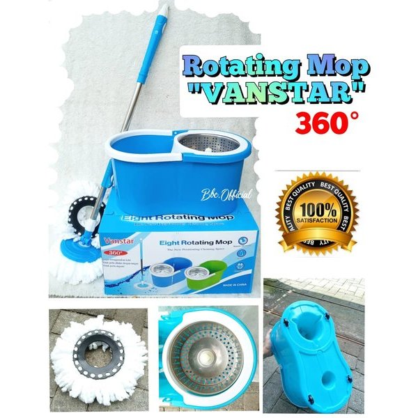 Alat Pel Lantai Super Mop Stainless Beroda Vanstar Rotating Mop 360