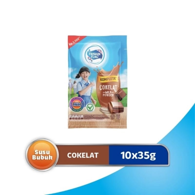 

Frisian Flag Susu Bubuk Kompleta Sachet Renceng Coklat 35gr - 1 renceng isi 10 sachet