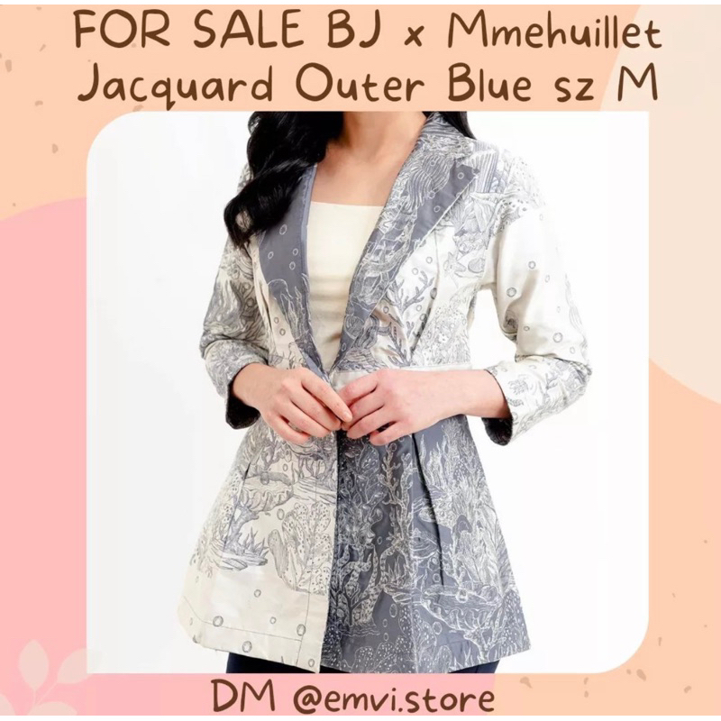 SALE NEW - Benang Jarum x mmehuillet - Jacquard Outer Blue size M | Blazer benangjarum x ci kiki sia