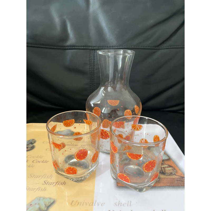 Pitcher Gelas Set/Pitcher Motif/Pitcher Kaca Cantik/Pitcher Kaca/Jug Kaca/Gelas Motif/Pitcher Jus/Ge