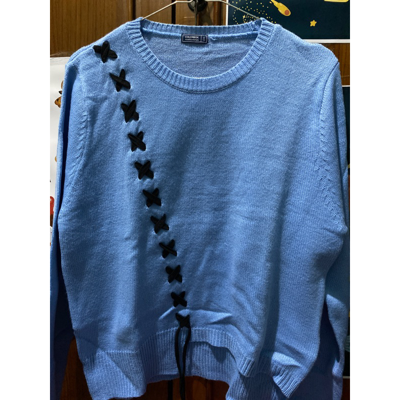 Sweater Atasan Blouse Rajut Bahan Halus Merk ColorBox blue Baju Wanita Atasan Wanita