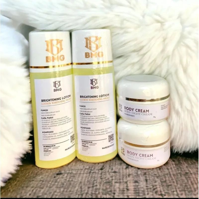 (paket cepat putih)2pcs HB LOTION WHITENING BMG NIGHT+2pcs BIPUT(BIBIT PEMUTIH) BPOM