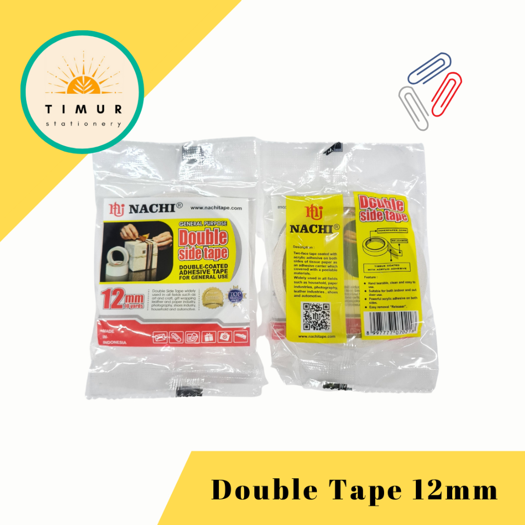 

Double Tape Perekat 2 Sisi Nachi 12mm x 10 Yard per Pc