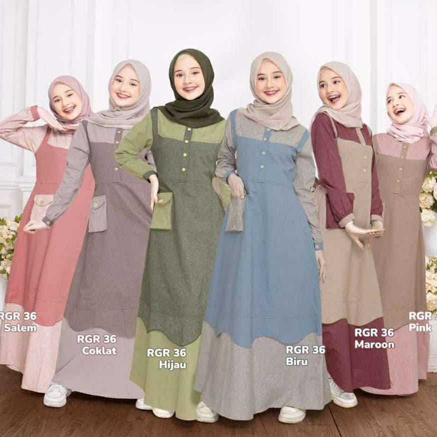 Gamis Anak Perempuan Umur 11 12 13 14 16 18 tahun 2 Ukuran Model Simpel