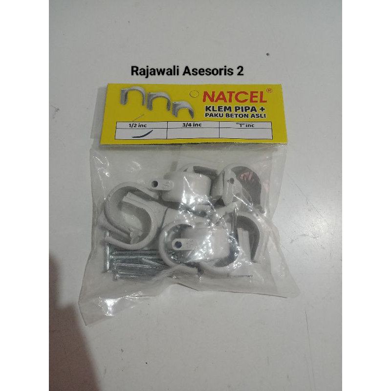 Klem Kleman Pipa Paralon Listrik 1/2 Inch + Paku Beton Asli 1 Pack