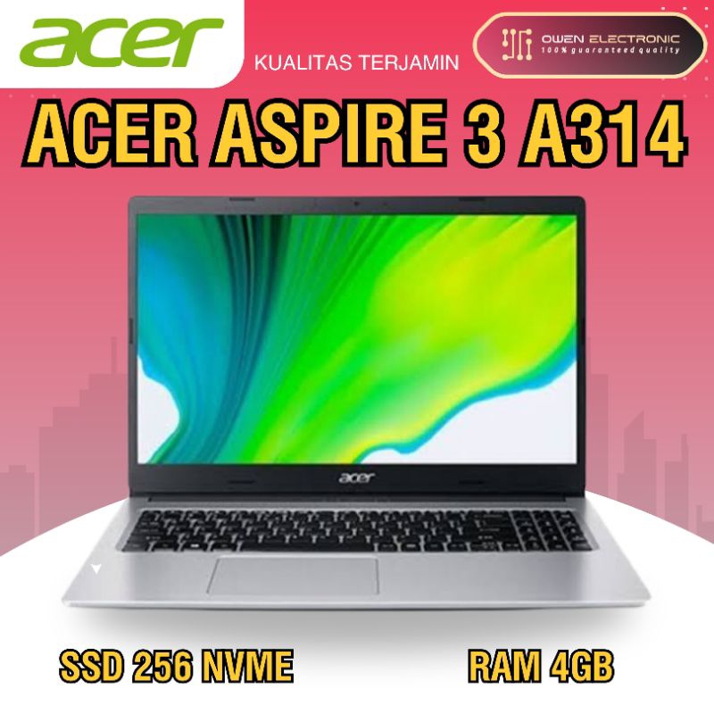 LAPTOP ACER ASPIRE 3 A314 (CELERON N5100 RAM4 SSD256 WINDOWS10+OHS)