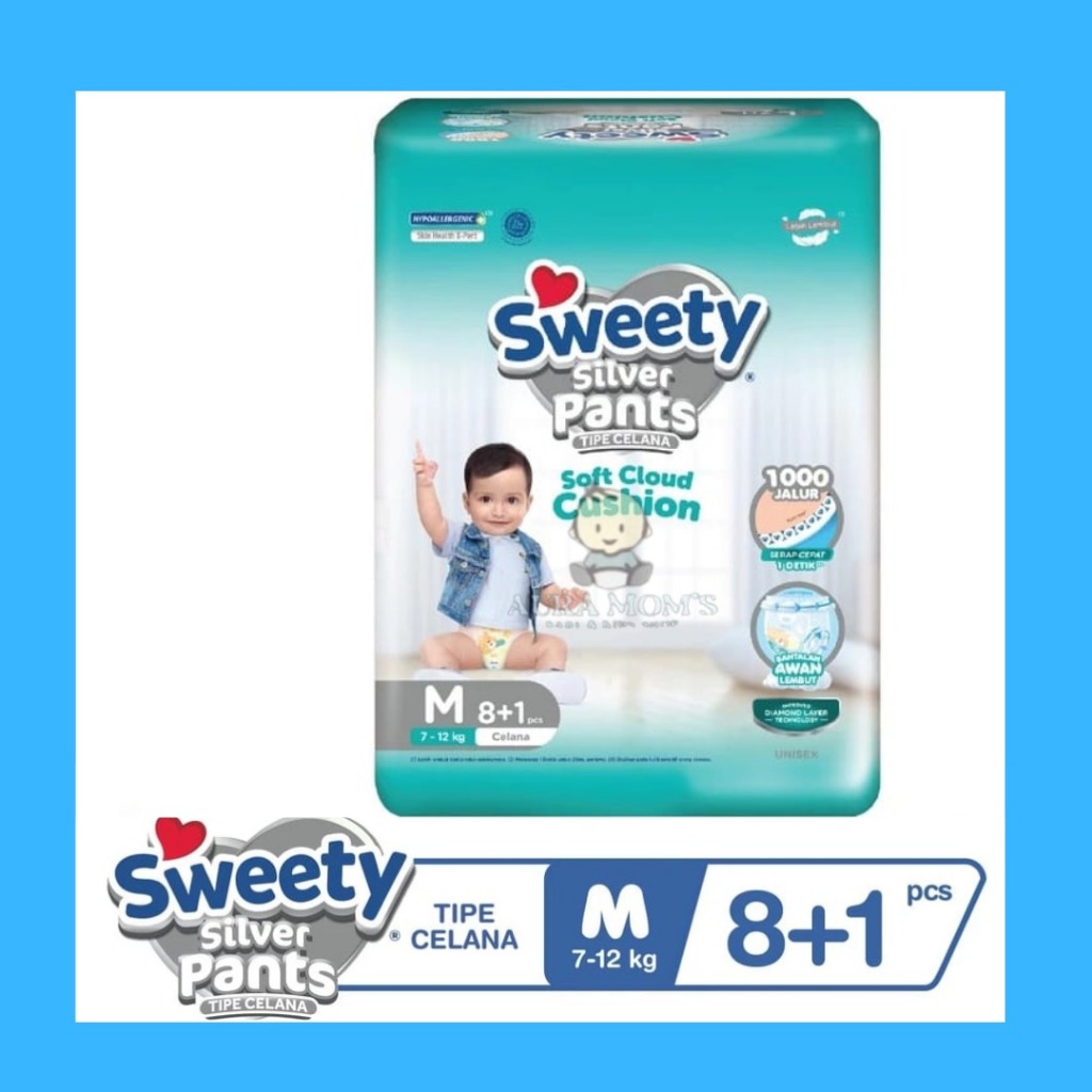 SWEETY - SILVER PANTS M 8+1S | PAMPERS