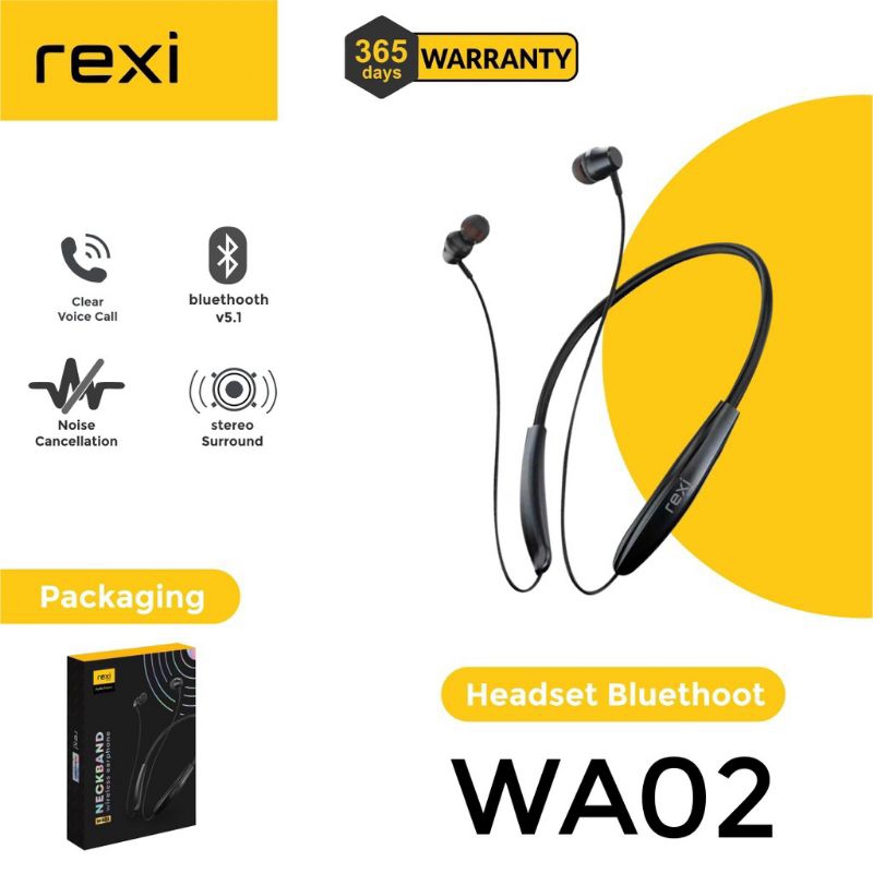 Rexi WA02 Earphone Wireless Neckband Headset Bluetooth