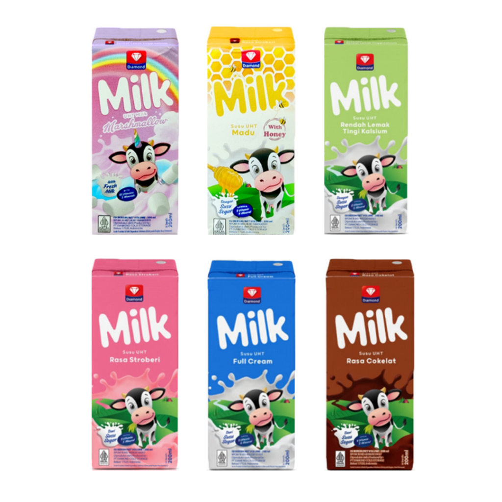 

DIAMOND UHT 200 ML SUSU DIAMOND HONEY CHOCOLATE DIAMOND FRESH MILK STROBERI