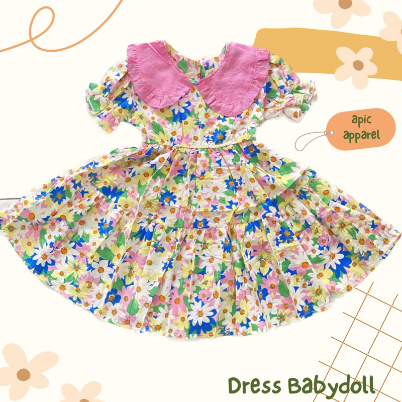 dress anak perempuan, dress bangkok, babydoll, babydoll anak, dress babydoll, dress bunga anak perem