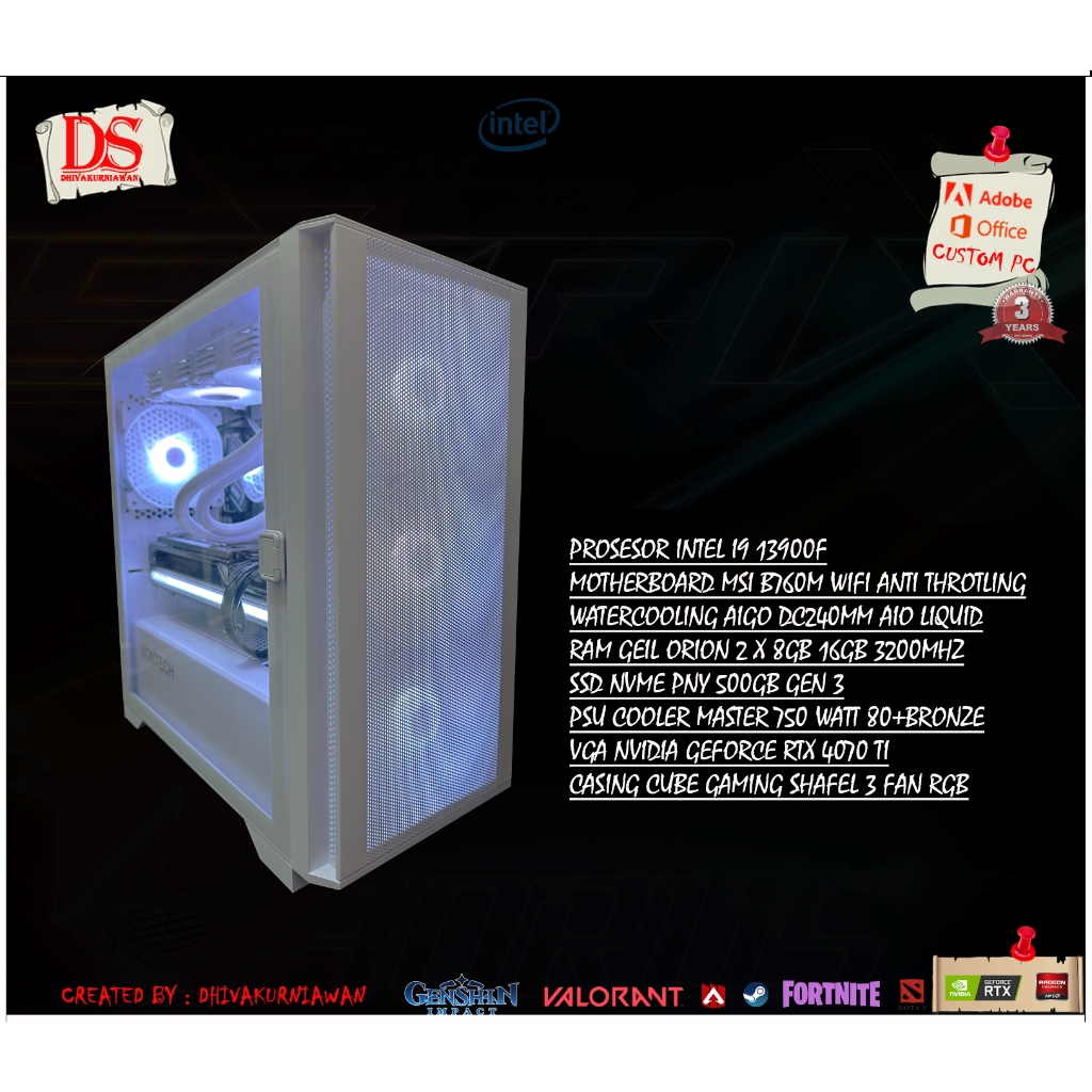PC RAKITAN GAMING INTEL I9 13900F VGA RTX 4070 Ti