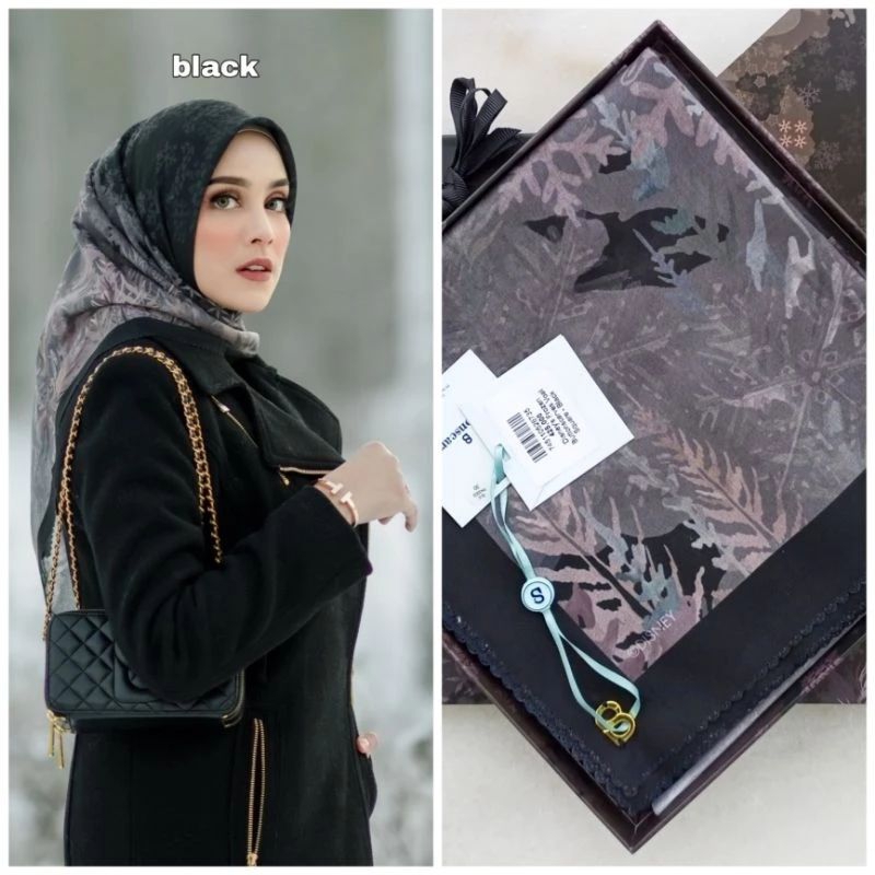 Frozen Buttonscarves Black Voal Reguler, XL syari teaberry, NEW 