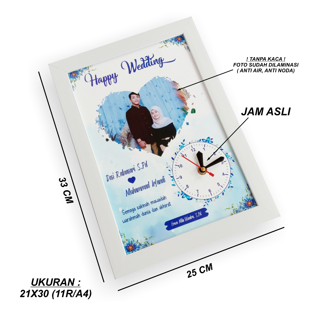 RB Kado Anniversary Jam Dinding Foto Costum + Bingkai (Hadiah Ultah Wisuda Pernikahan) Fiksipic