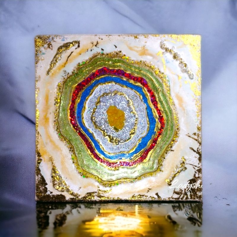 Resin Painting on Canvas || Resin geode art || Lukisan resin geode