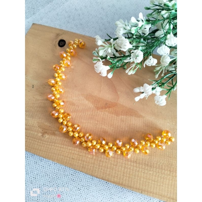 Payet Rangkai Mutiara/Payet Kepang Kristal panjang 20cm/Payet Rangkai Instan