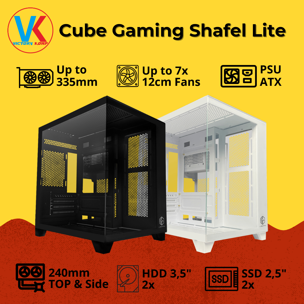 Case PC Gaming Cube Gaming Shafel Lite Version mATX Dual Chamber Gaming Case