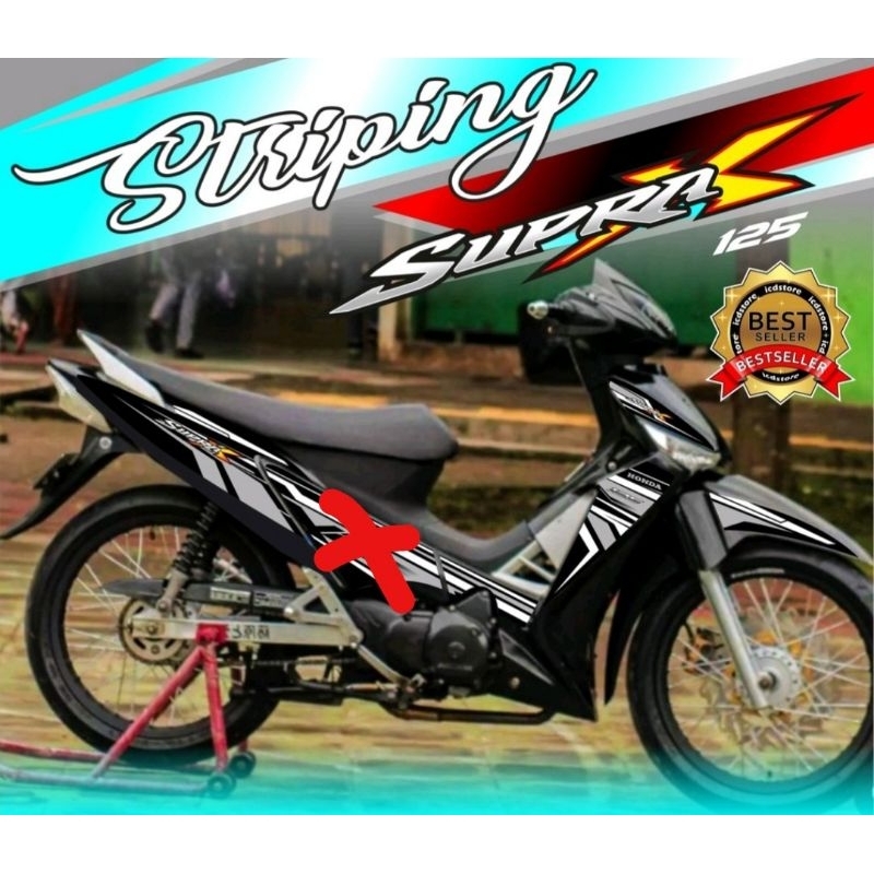 Striping Stiker Variasi Supra X 125 Putih Silver
