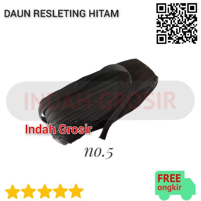 Daun resleting no 5 ( 1roll/bungkus ) - HITAM
