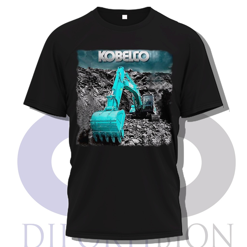 Kaos Lengan Pendek Kobelco Excavator Ilustrasi / Excavator Kobelco Short T Shirt