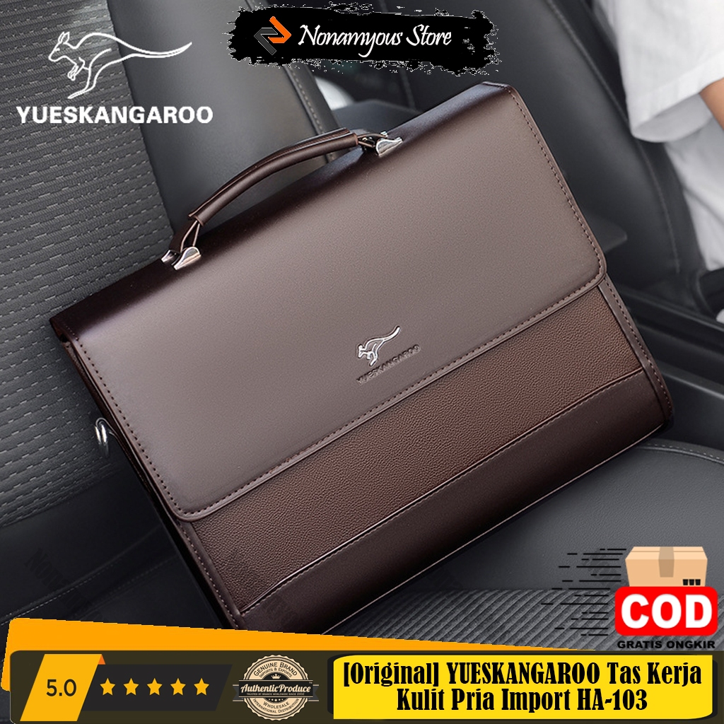 [Original] YUESKANGAROO Tas Kerja Kulit Pria Import Men's Business Handbag HA-103