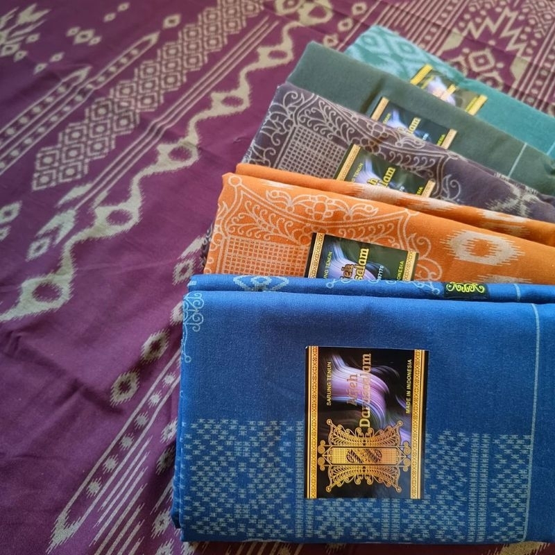 Sarung Tenun Atjeh Darussalam Aceh,Darussalam Hitam,Hijau, Orange, Biru Marun
