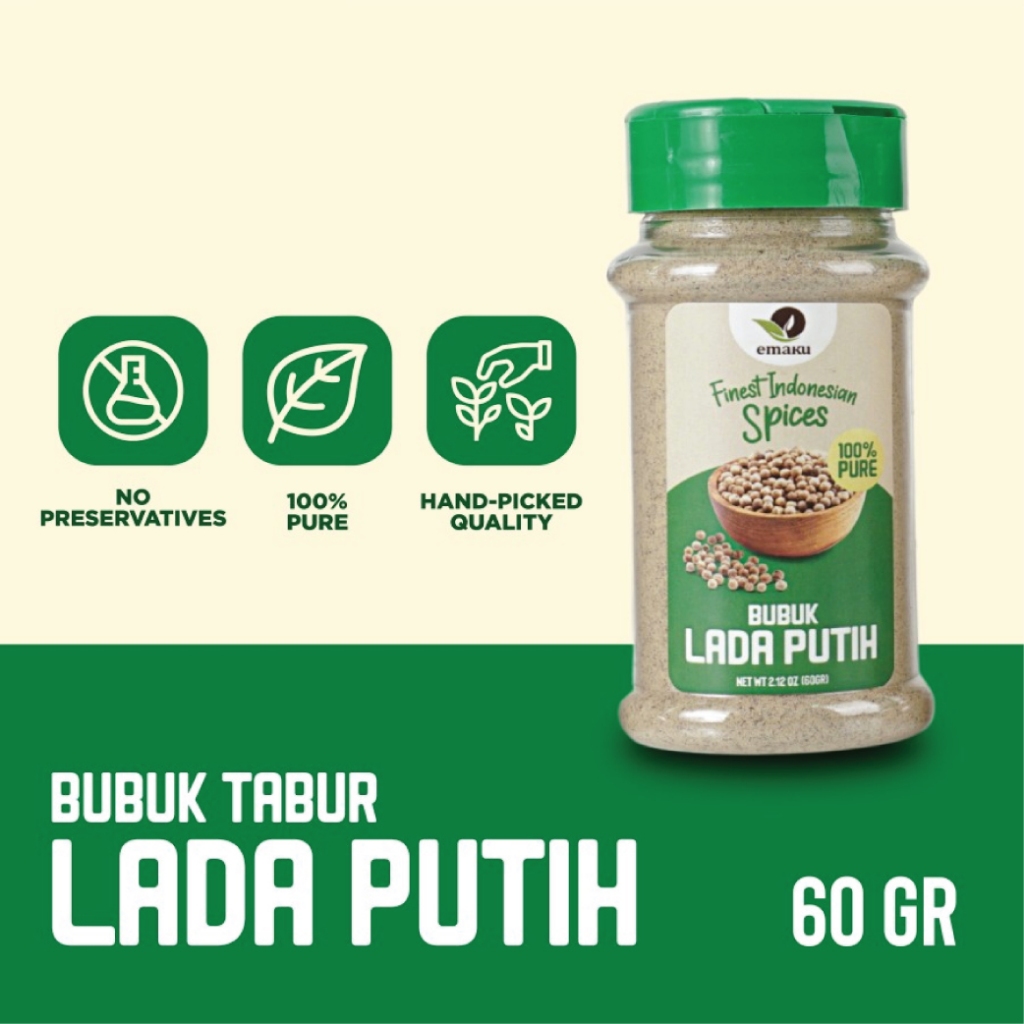 

Emaku Lada Putih Bangka Bubuk / White Pepper Powder NON MSG