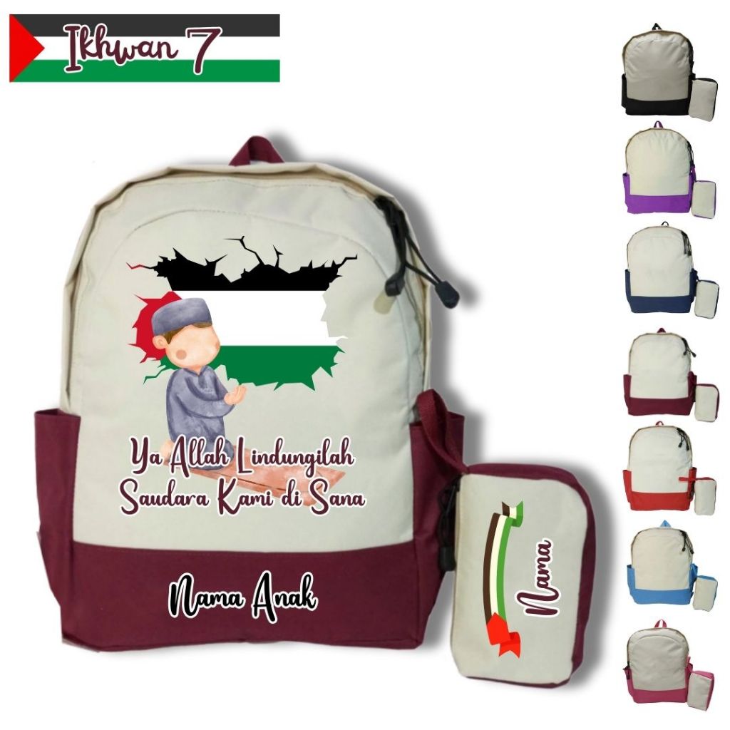 [IKHWAN] Tas Ransel Backpack Anak Sekolah Palestina / Tas Custom Nama / Tas Custom Palestina 1 / Tas