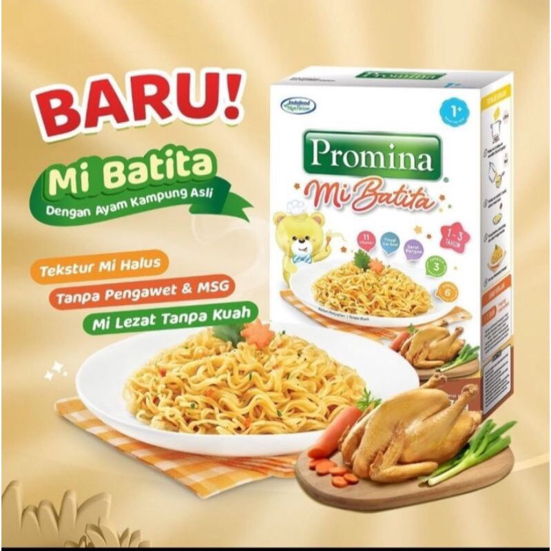 

Promina Mi Batita Mie goreng rasa Ayam Kampung 75gr 1-3 th