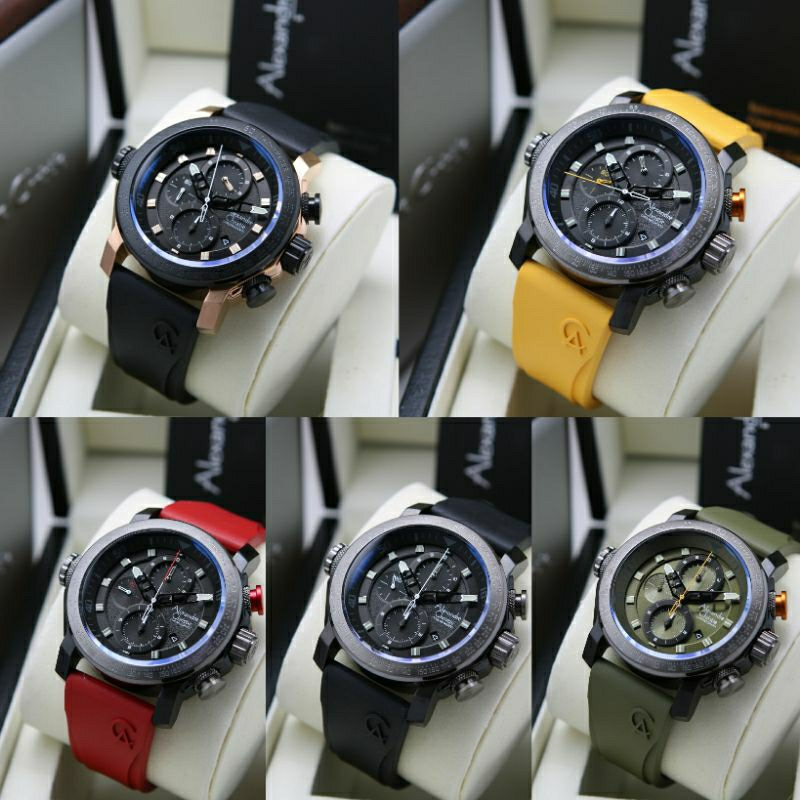 jam tangan alexander christie pria 6565 tali rubber original