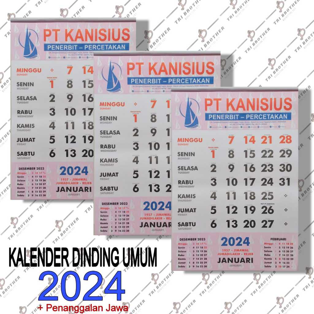 KALENDER DINDING NASIONAL 2024 (Umum) + Penanggalan Jawa