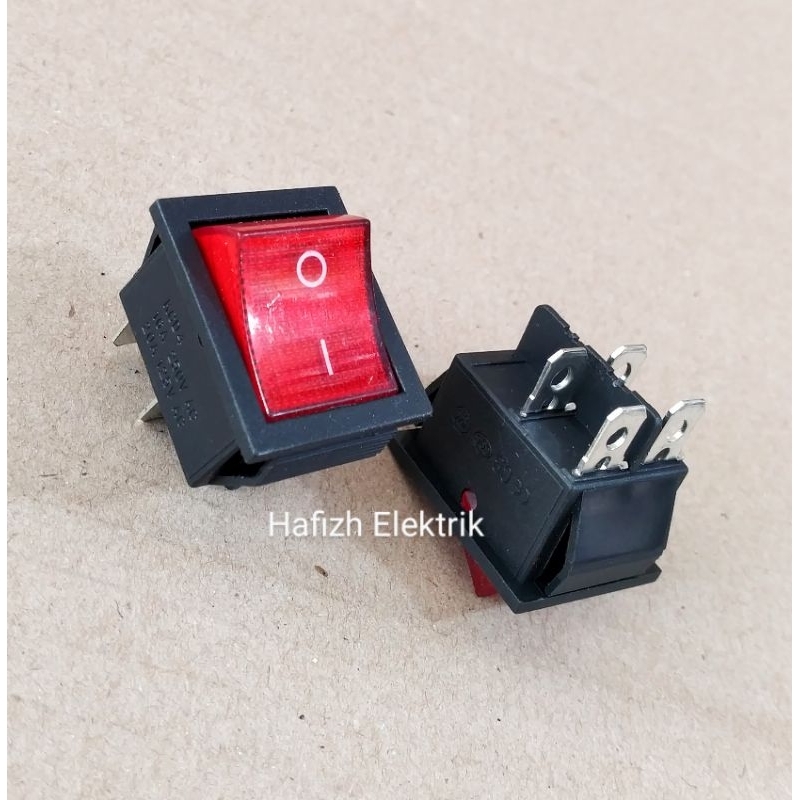 Saklar - Switch Besar 4 Pin (ON-OFF) | Saklar 4 kaki + Lampu Indikator