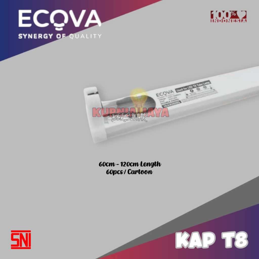 Housing Kap Lampu TL LED ECOVA 60cm 120cm Double Ended
