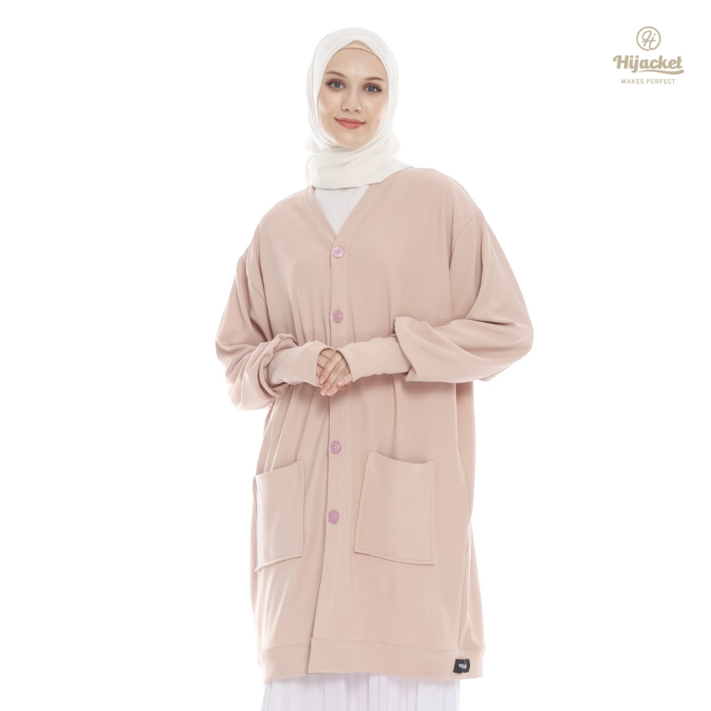 Hijacket Khadijah Original Crystal Pink Jaket Hijab Outer Muslimah Jaket Wanita Panjang Untuk Hijabe
