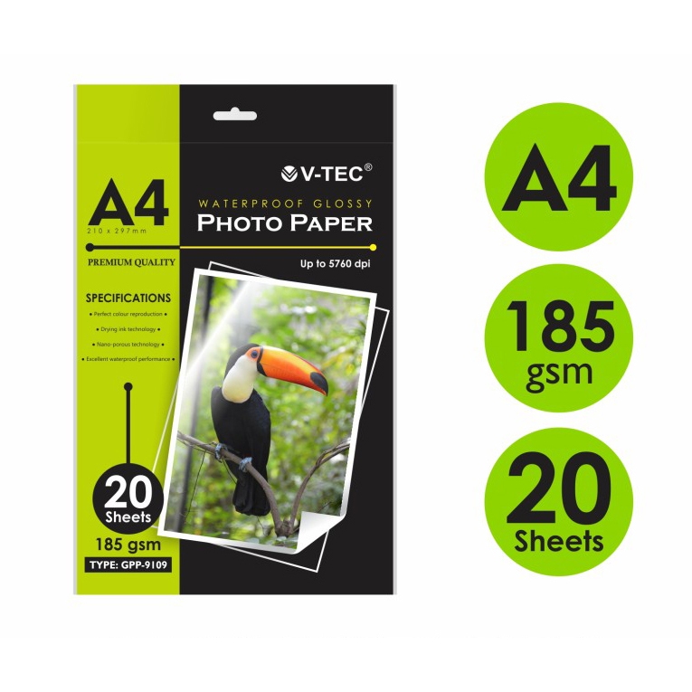 

[PROMO] kertas foto I glossy photo paper 185gsm a4 1 pack/20 lembar anti air waterproof