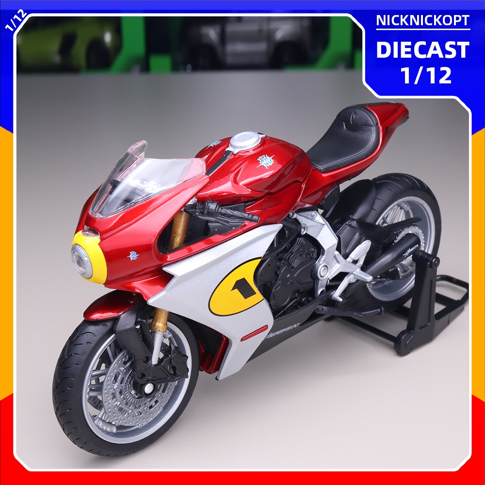 Miniatur Motor Welly 1:12 MV AGUSTA Superveloce AGO Diecast Skala 1:12 Mainan Koleksi