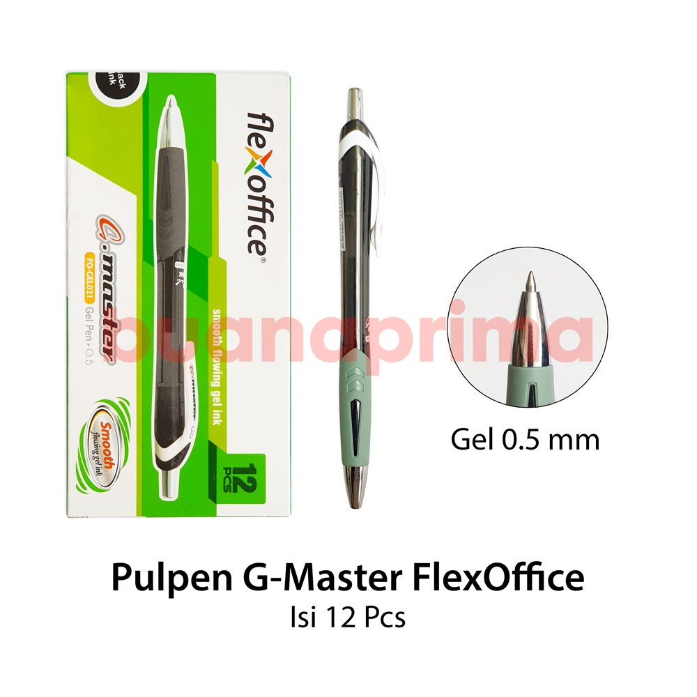 Pulpen Flexoffice G-Master 0.5 mm 1 Box isi 12 pcs Pen Hitam Bolpen Cair Gel