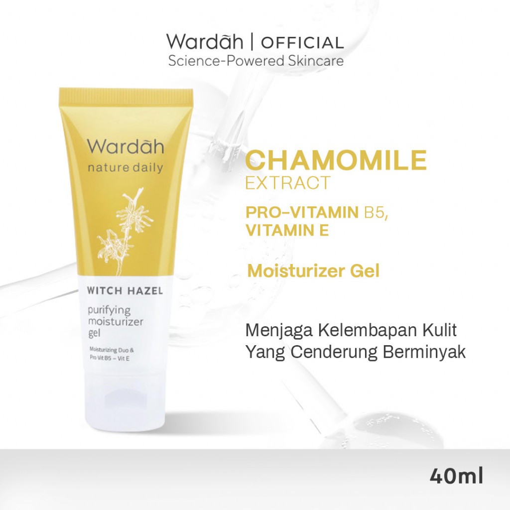 WARDAH Nature Daily Witch Hazel Purifying Moisturizer Gel 40 ml - Untuk Kulit Normal - Melembabkan d