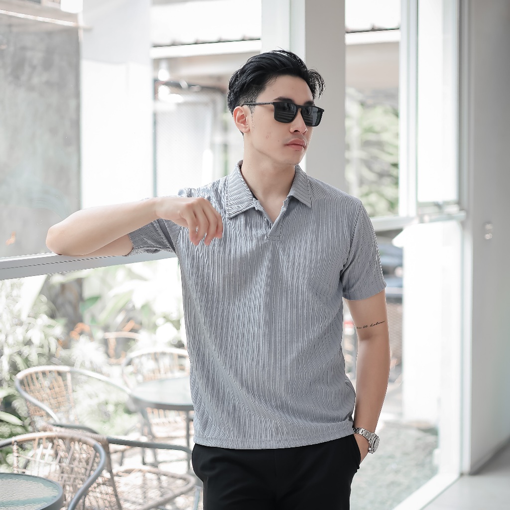 CREDO Kaos Polo Shirt Pria Kerah Knit Premium Ash Grey